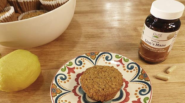 Lemon Oatmeal Lion’s Mane Muffins Recipe