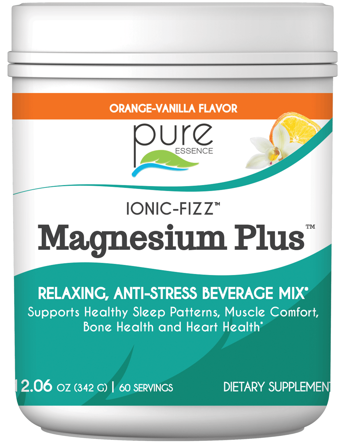 Ionic-Fizz™ Magnesium Plus™ Stress & Mood Pure Essence Labs 12.06 oz | 60 Servings Orange-Vanilla