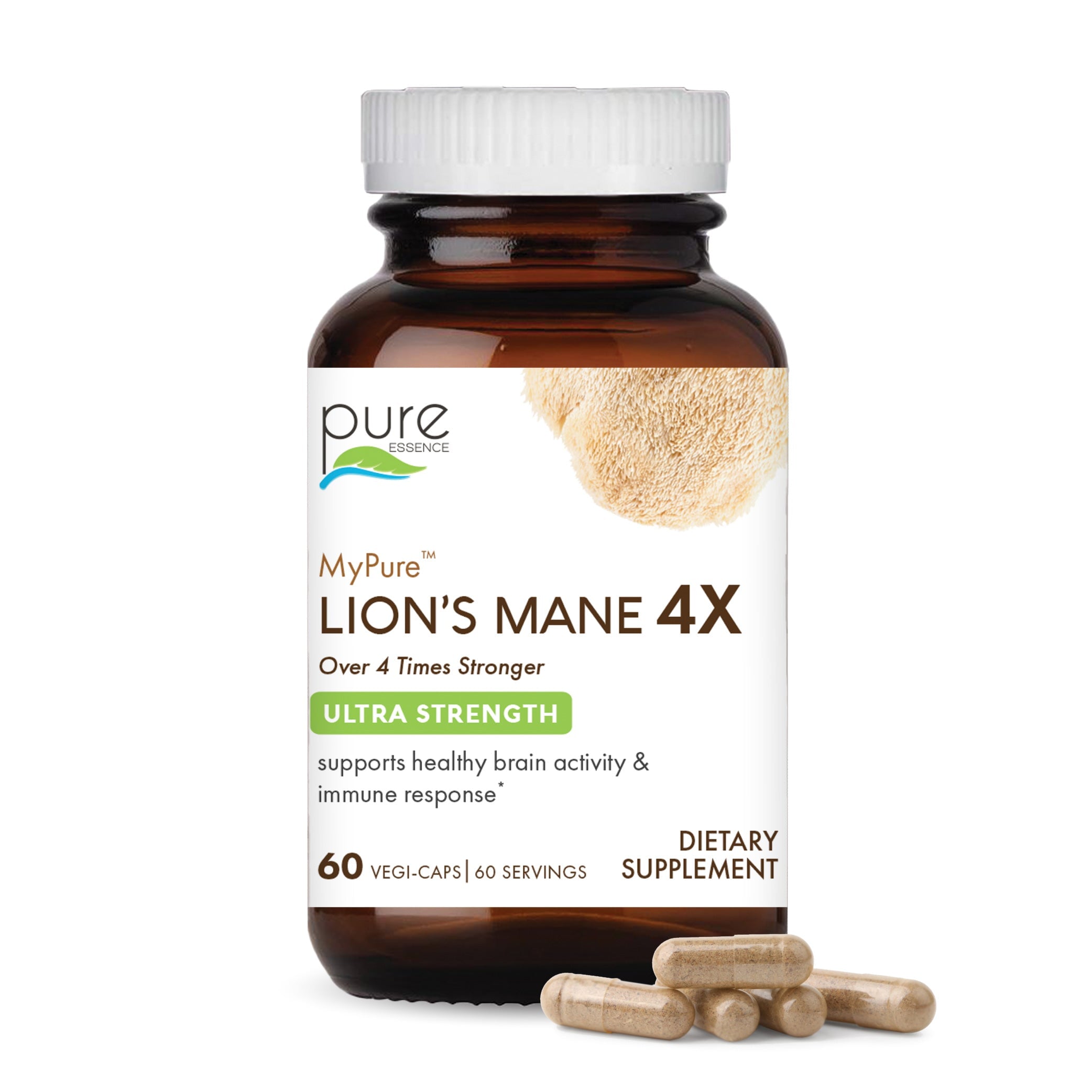 MyPure™ Lion's Mane 4X Mushroom Pure Essence Labs 60 Servings  