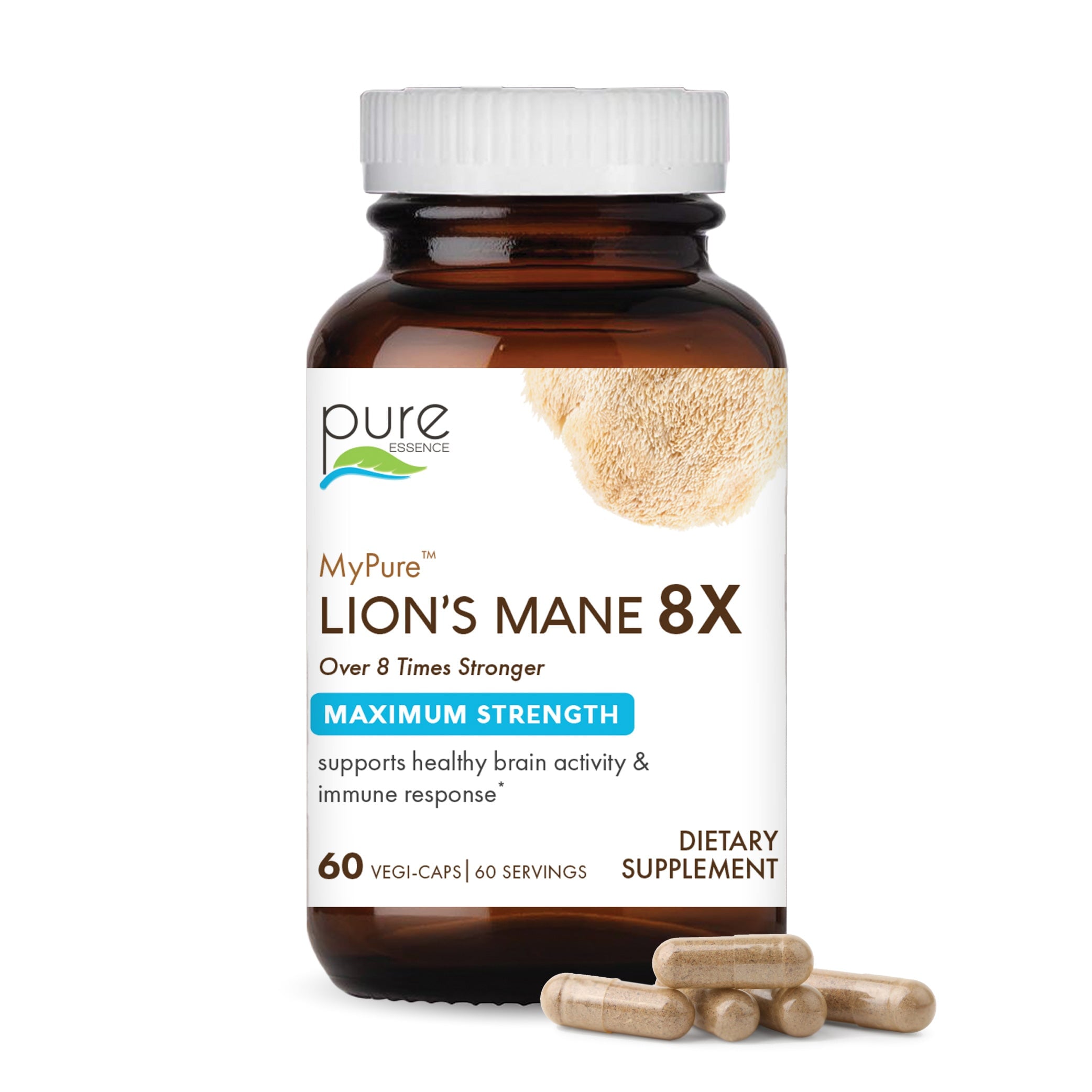 MyPure™ Lion's Mane 8X Mushroom Pure Essence Labs 60 Servings  