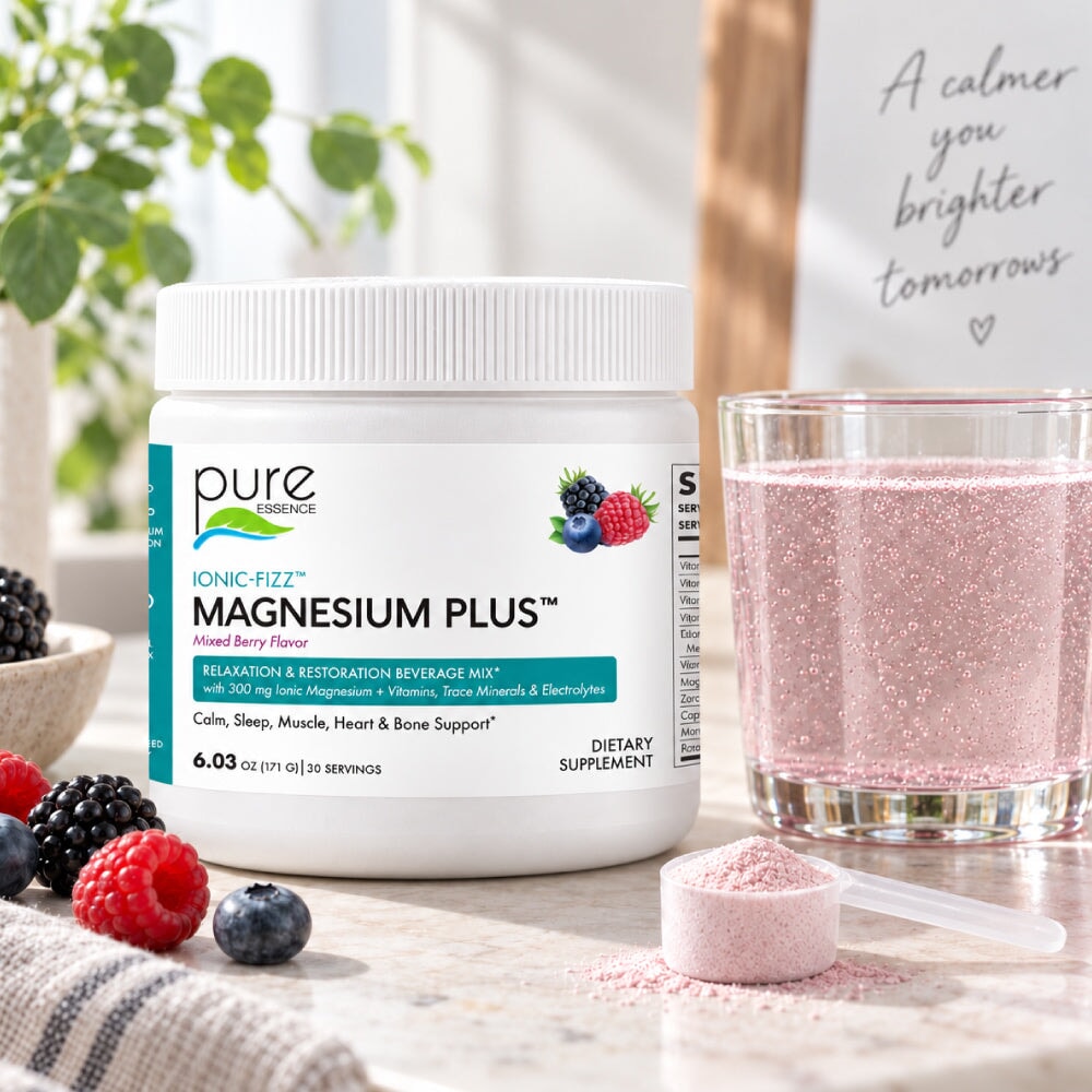 Ionic-Fizz™ Magnesium Plus™ Stress & Mood Pure Essence Labs 6.03 oz | 30 Servings Mixed Berry