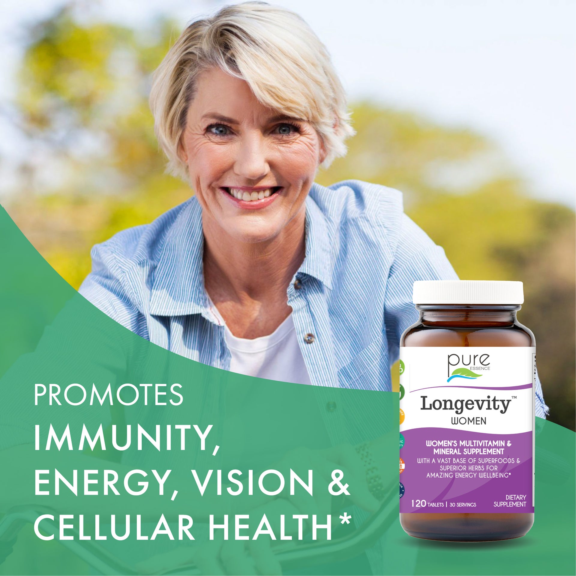 Longevity™ Women Multivitamin for Women Over 40 w/ Superfoods Pure