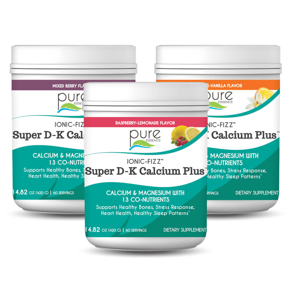 Ionic-Fizz™ Super D-K Calcium Plus™ Bone & Joint Pure Essence Labs 60 Day Raspberry Lemonade 