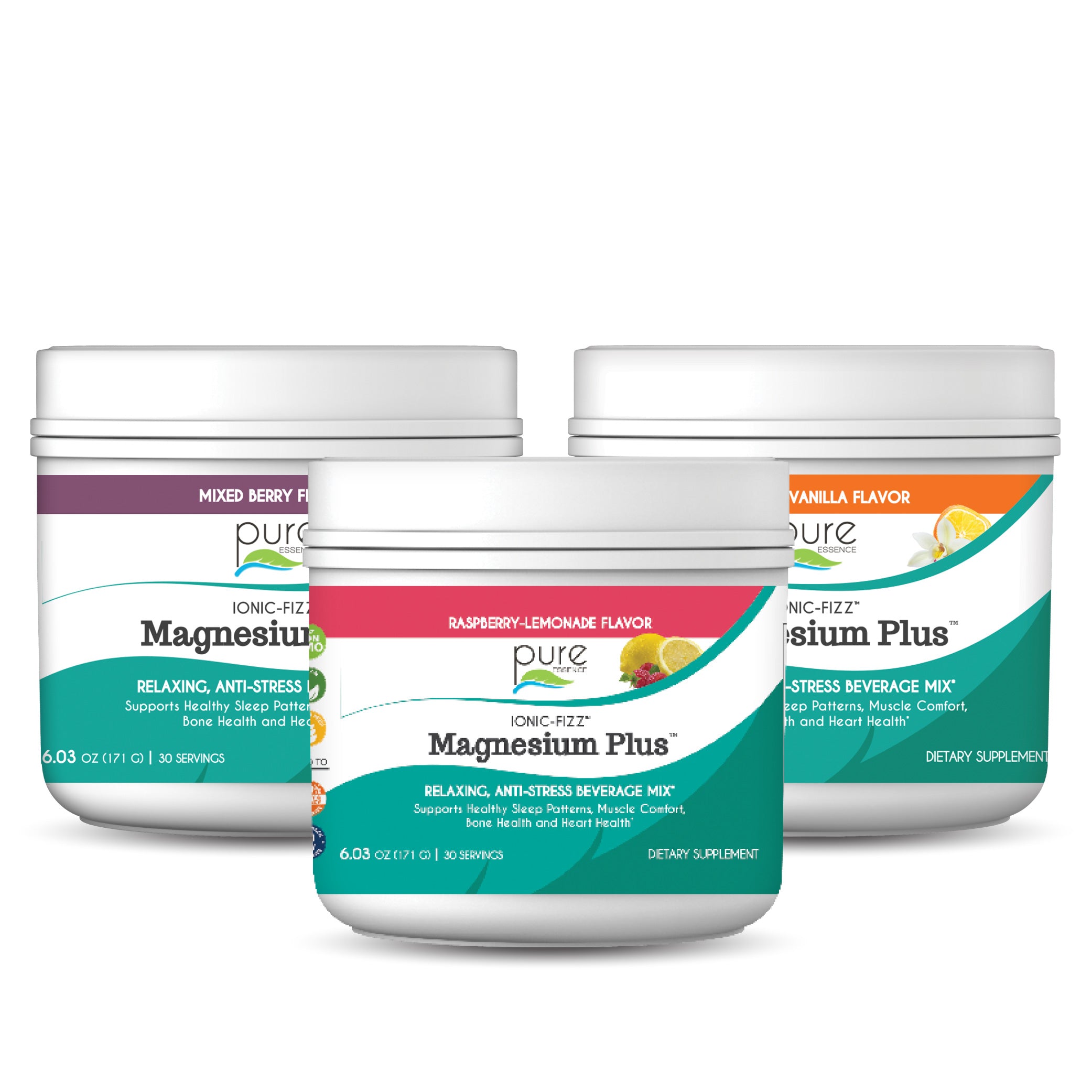 Ionic-Fizz™ Magnesium Plus™ Stress & Mood Pure Essence Labs 30 Servings Raspberry-Lemonade 